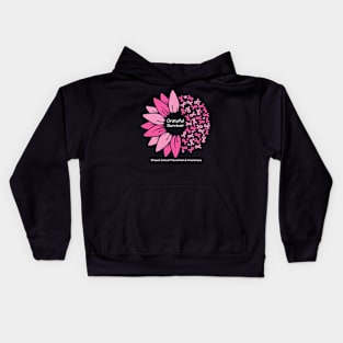 Breast cancer survivor with flower, ribbons & white type Kids Hoodie